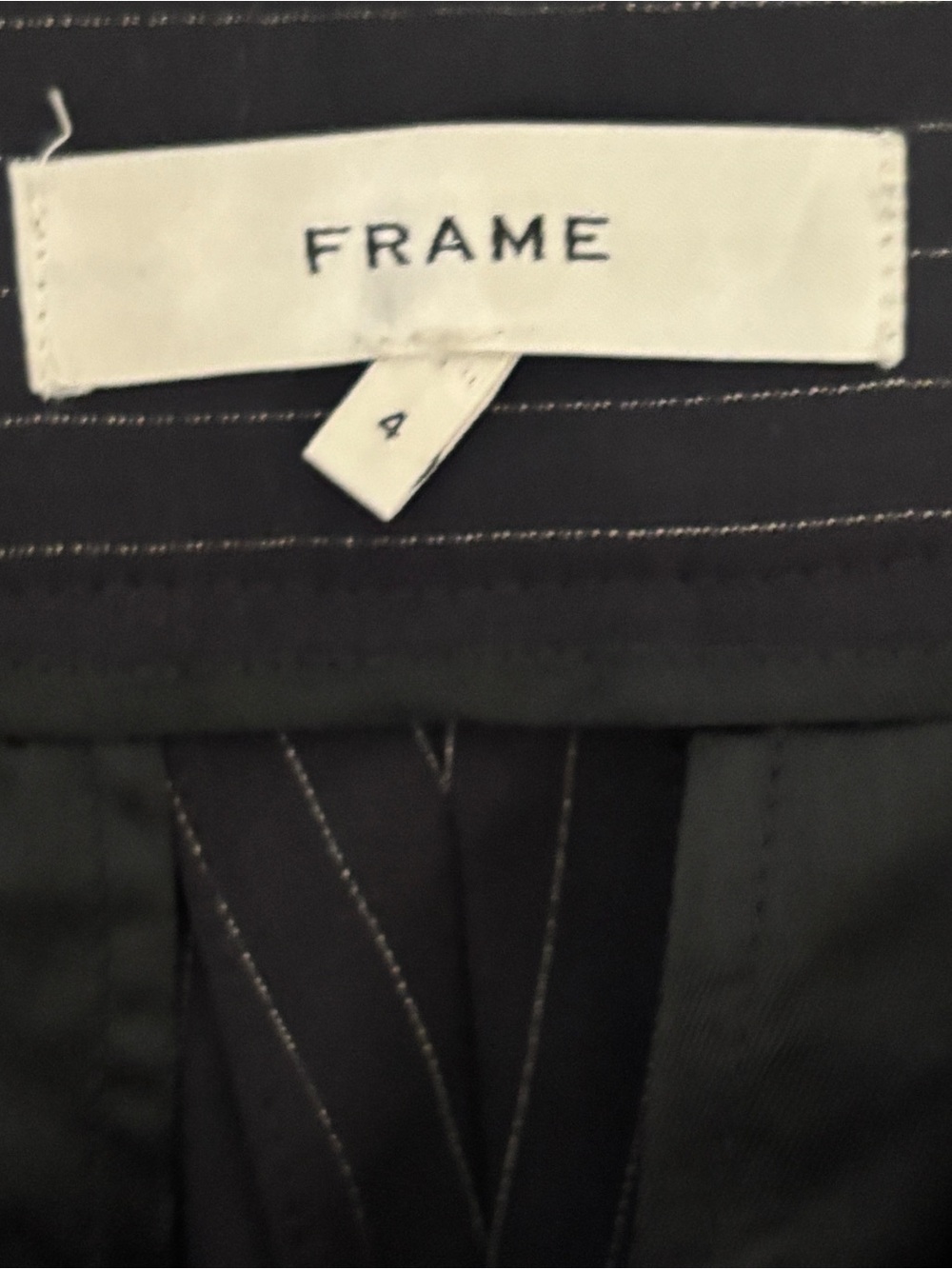 FRAME relaxed trouser in Navy Multi Mid Rise Wide Leg - Picture 5 of 8